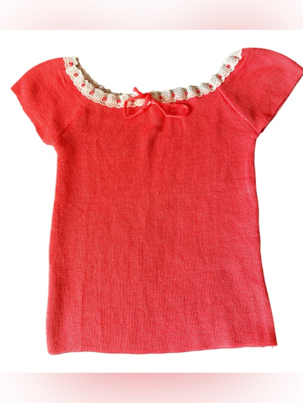 Pink Short-sleeved Ribbed Top